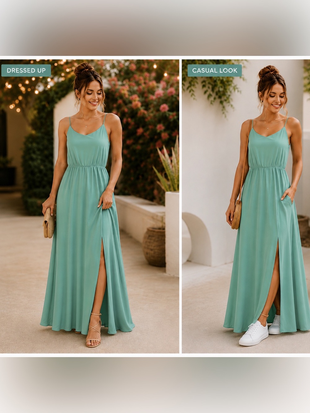 Women’s Mint Green Spaghetti Strap Maxi Dress